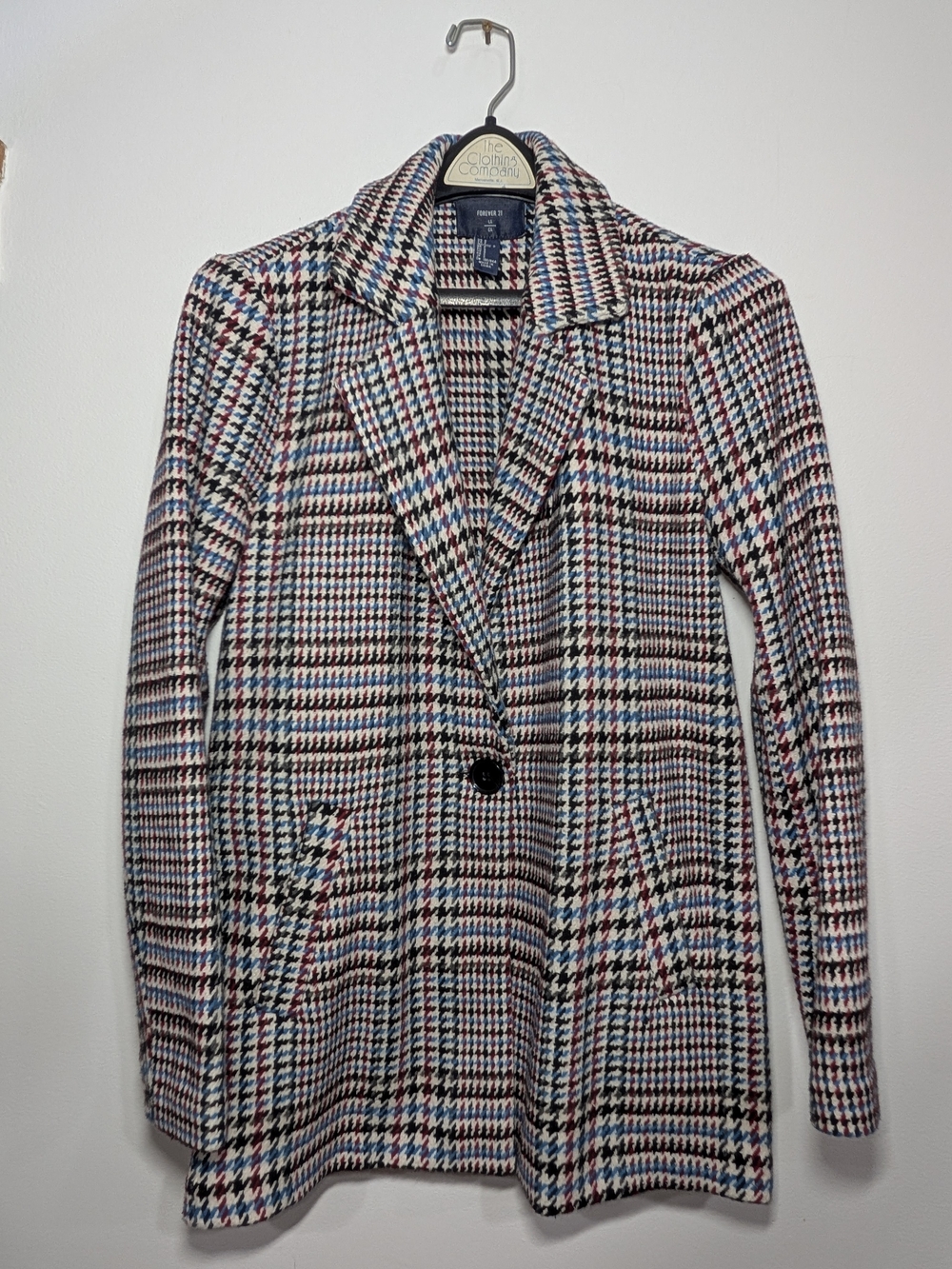 Forever 21 Houndstooth Blazer Double Breasted Luxe Preppy Career Women's S
